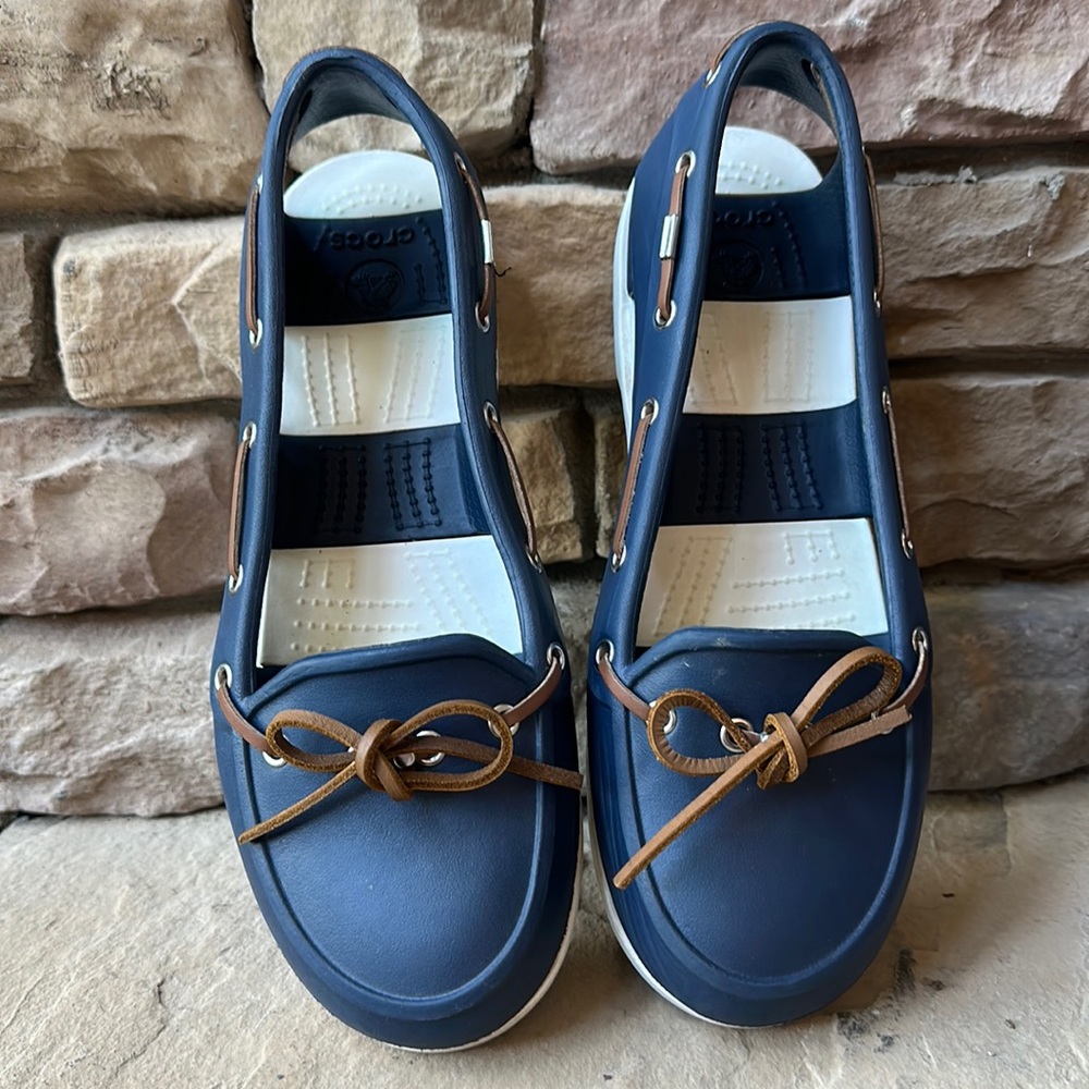 Crocs Womens Beach Line Slip On Boat Shoes